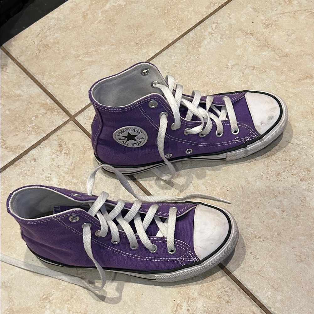 Converse Kids High-Top Sneakers in Purple and White